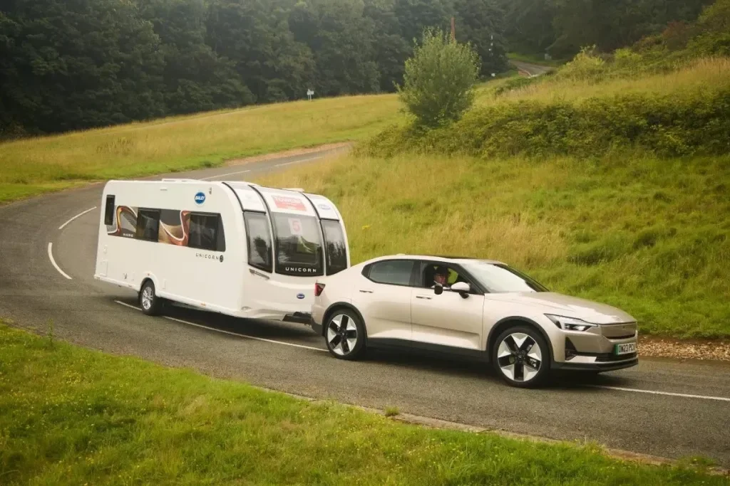 Polestar towing caravan